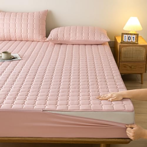 Matratzenschoner mit Reißverschluss Matratzenüberzug Grau Weiche 90x190/200 Anpassbare Matratzenüberzug Matratzenauflage Encasing Gesteppt Waschbarer Spannbettlaken Matratzentopper(70x200+5cm,Jade) von LJQAIZYL