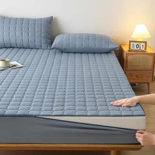 Matratzenschoner mit Reißverschluss Matratzenüberzug Grau Weiche 90x190/200 Anpassbare Matratzenüberzug Matratzenauflage Encasing Gesteppt Waschbarer Spannbettlaken Matratzentopper(105x200+18cm,Blue) Matratzenschoner mit Reißverschluss Matratzenüberzug Grau Weiche 90x190/200 Anpassbare Matratzenüberzug Matratzenauflage Encasing Gesteppt Waschbarer Spannbettlaken Matratzentopper(105x200+18cm,Blue) von LJQAIZYL