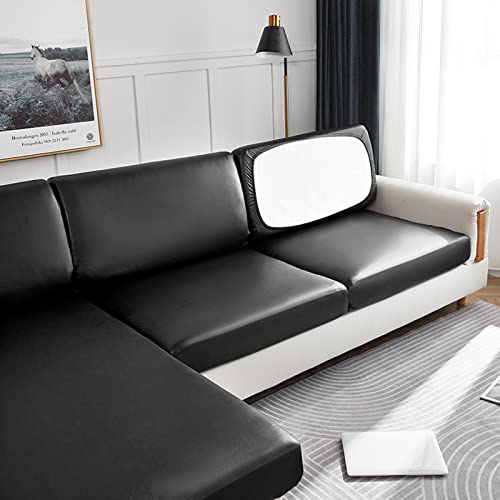 Sofa Sitzkissenbezug Leder,Wasserdicht Sofakissenbezüge Für L-Form Ecksofa,Sofa überzug Chaise Lounge Kissenbezüge,4/3/2/1 Sitzer Elastische Sofabezug Couch Sitzkissenbezug ,Black-1-seater-X（65-80cm) von LJQAIZYL