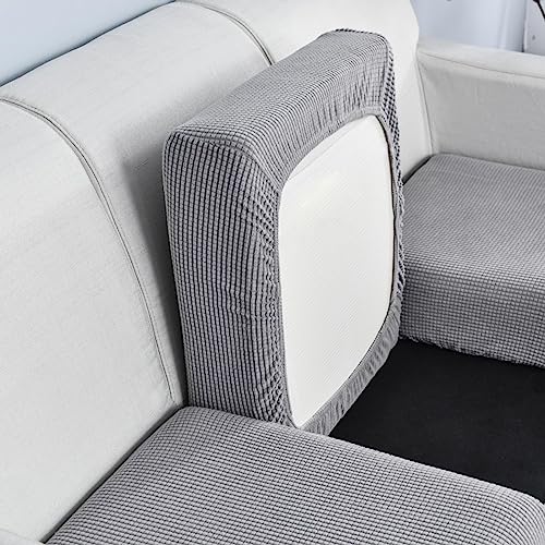 Sofa Sitzkissenbezug Stretch Sofasitzbezug 3/4/2/1 Sitzer Elastisch Couch-Kissenbezug Beige/Grau Sofa Sitzkissen Schonbezug Husse Überzug/Bezug Sitzbezüge für Sofa Sitzkissen,GrayB-Backrest-L(70-90cm) von LJQAIZYL