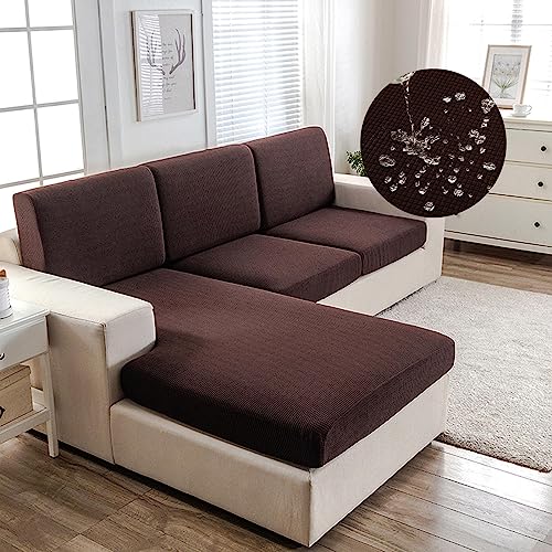 Sofa Sitzkissenbezug Wasserdicht 3/4/2/1 Sitzer Stretch Sofabezug Couch-Kissenbezug Beige/Grau Elastischer Sofahusse Couchbezug Husse Überzug Bezug Sofasitzbezug Kissenbezüge,Brown-1-seater-X（65-95cm) von LJQAIZYL