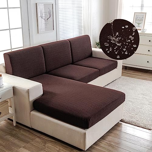 Sofa Sitzkissenbezug Wasserdicht 3/4/2/1 Sitzer Stretch Sofabezug Couch-Kissenbezug Beige/Grau Elastischer Sofahusse Couchbezug Husse Überzug Bezug Sofasitzbezug Kissenbezüge,Brown-2-seater（100-125cm) von LJQAIZYL