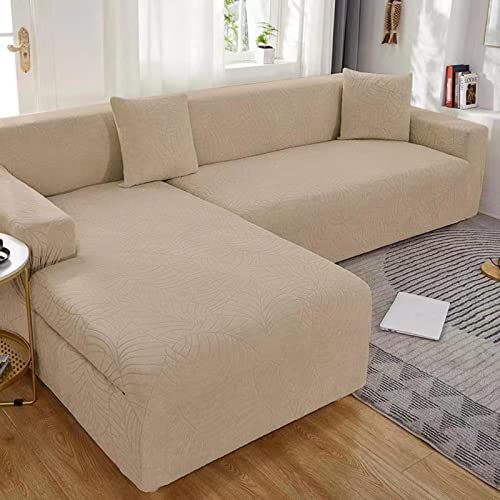 Sofa überzug L Form Wasserdicht,2 Stück Couch überzug Ecksofa L Form Rechts Links, Jacquard Chaiselongue Sofa Schonbezug ,Sofabezug Sofahusse Couchbezug für Sektionssofa (Khaki, 2seats+3seats) von LJQAIZYL