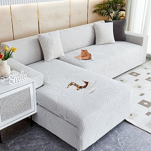 Sofa überzug L Form Wasserdicht,2 Stück Couch überzug Ecksofa L Form Rechts Links, Jacquard Chaiselongue Sofa Schonbezug ,Sofabezug Sofahusse Couchbezug für Sektionssofa (Light Gray 2, 2seats+3seats) von LJQAIZYL