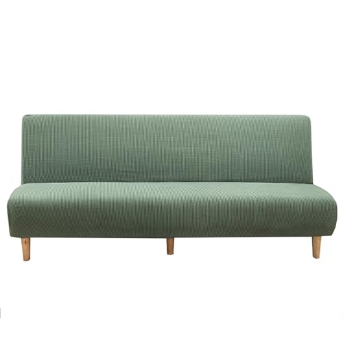 Sofabezug Ohne Armlehnen Beige/Grau 3/2 Sitzer Sofabettüberzug Ohne Armlehne Rutschfest Stretch Spandex Futon-Sofa-Sitzbezüge Faltbar Sofabezug klappbares Schlafsofa Schonbezug(120-150cm,Green B) von LJQAIZYL