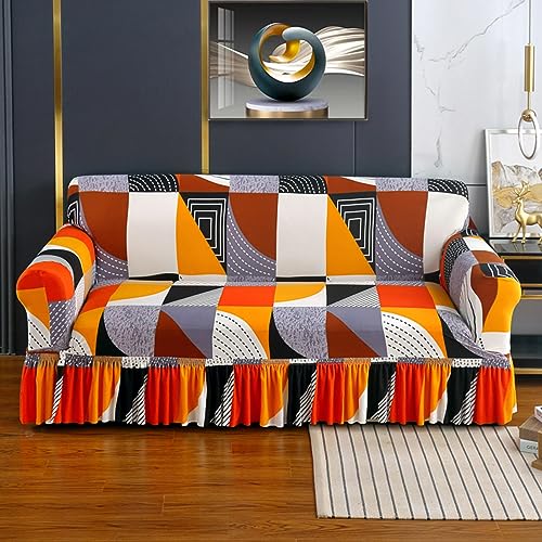 Stretch Sofa überzug Sofahusse 1 2 3 4 Sitzer Elastische Couchbezüge Sofabezug Mit Armlehnen und Rock Moderne Sofaüberwurf für Hunde Haustiere Rutschfest Waschbar Sofa Cover,B-2seat:145-185cm von LJQAIZYL