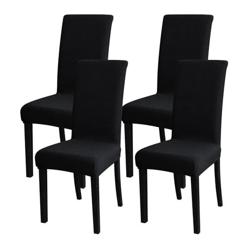 Stuhlhussen 6er Set Schwingstuhl Wasserdicht Stuhlbezug Hochlehner Esszimmerstuhl Kratzfest Stuhlüberzug Stretch Stuhl überzieher überzug Abnehmbar Universale Waschbar Stuhlbezüge (4PC,Black) von LJQAIZYL
