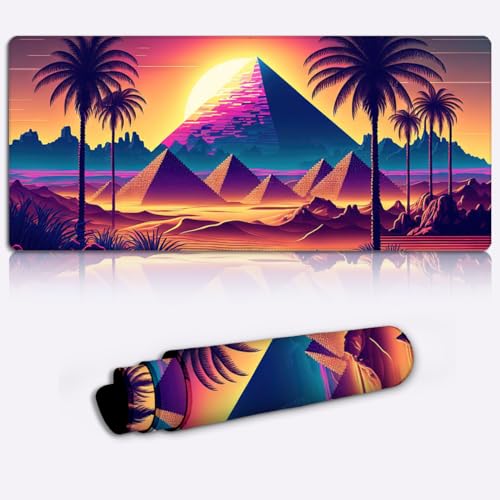 Tastatur XXL Mauspad - Pyramiden Der Zukunft Tischmatte (90 x 40 x 0,3) cm, Übergroße Wasserdichte Schreibtischunterlage für Laptop von LJSPTU