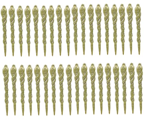 36 Stück Weihnachtsbaum Eiszapfen，Christbaumschmuck Eiszapfen，zum Hängen Weihnachten Dekoration.（golden） von LJSWONLY