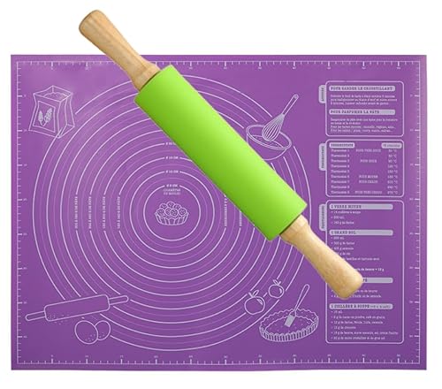 Holzgriff Nudelholz mit Teigmatte,Silikon Backmatte,für die Herstellung von Keksen, Macarons, Arbeitsplatte, Platzdeckche. Holzgriff Nudelholz mit Teigmatte,Silikon Backmatte,für die Herstellung von Keksen, Macarons, Arbeitsplatte, Platzdeckche. von LJSWONLY