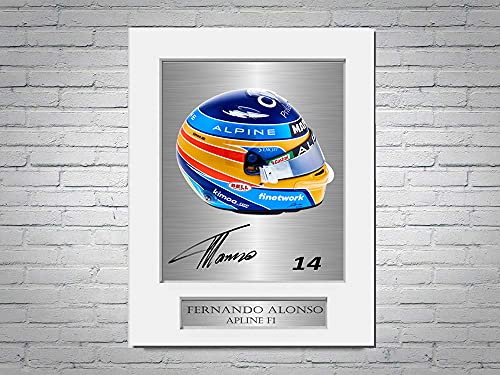 LJW Fernando Alonso F1 Formel 1 2021 Helm signiert Foto Display Mount A4 von LJW