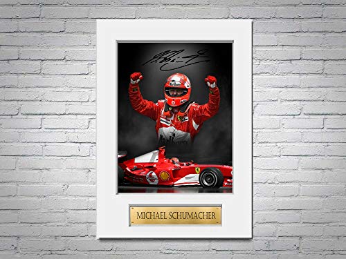 LJW Autogramm-Foto-Passepartout, Michael Schumacher Ferrari, F1, A4, gedruckt, signiert, Geschenk von LJW