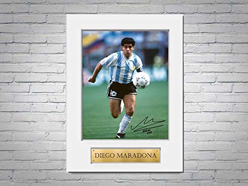 LJW Diego Maradona Foto-Passepartout, A4, bedruckt, signiert, Geschenk von LJW