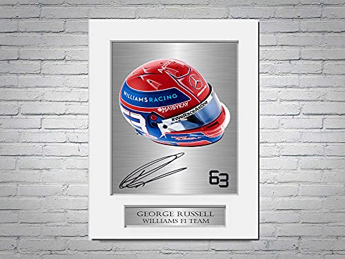 LJW George Russell Formel 1 2021 Helm, signiertes Foto-Display-Passepartout, A4 von LJW