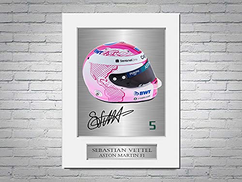 LJW Sebastian Vettel F1 Formel 1 2021 Helm, signiertes Foto-Display-Passepartout, A4 von LJW