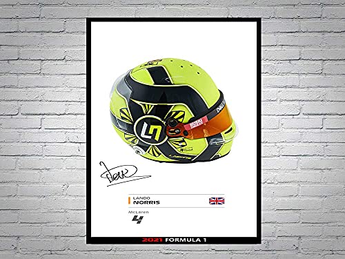 Lando Norris McLaren F1 Formel 1 2021 Helm Signiertes Poster A4 von LJW