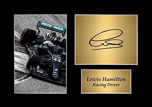 Lewis Hamilton Formel 1 Mercedes F1 A4 gedrucktes Autogramm Foto Display Passepartout Geschenk von LJW