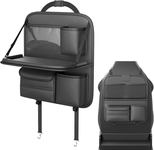 LJWAN Autositz Rücksitz Organizer für Audi S1 2door 2014-2023, Rückenlehnenschutz Autositzschoner Rückenlehne Autoaufbewahrung mit Klapptisch Leder,Black von LJWAN