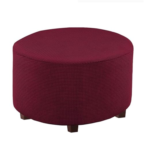 LJWDYS Stretch Ottoman Bezug, Runder Fußstützen Pouf Bezug, Maschinenwaschbarer Fußstützen Hocker Bezug(DarkRed,L) von LJWDYS