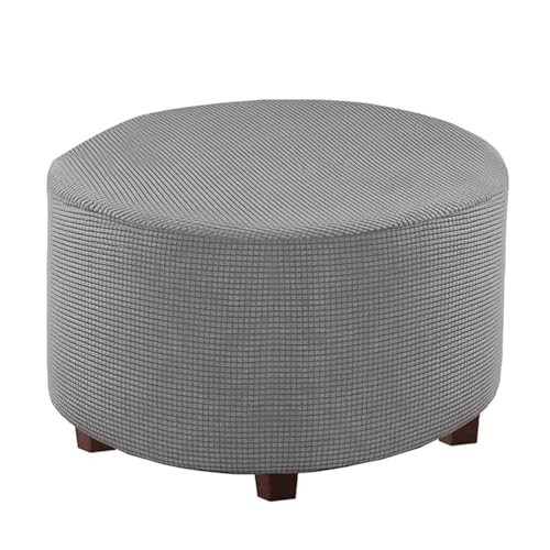 LJWDYS Stretch Ottoman Bezug, Runder Fußstützen Pouf Bezug, Maschinenwaschbarer Fußstützen Hocker Bezug(Gray,S) von LJWDYS