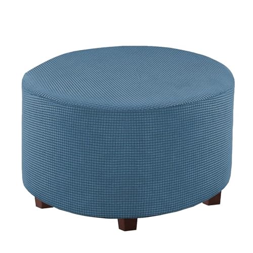 LJWDYS Stretch Ottoman Bezug, Runder Fußstützen Pouf Bezug, Maschinenwaschbarer Fußstützen Hocker Bezug(Steelblue,S) von LJWDYS