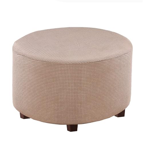 LJWDYS Stretch Ottoman Bezug, Runder Fußstützen Pouf Bezug, Maschinenwaschbarer Fußstützen Hocker Bezug(Wheat,S) von LJWDYS