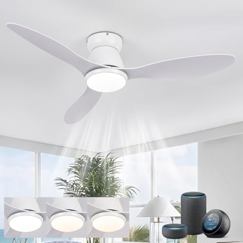 LJX 106cm Deckenventilator mit Alexa Kompatibel Smart Decken Ventilator mit Licht und Fernbedienung Weiß Ultra-leise 6 Geschwindigkeiten Dimmbar für Schlafzimmer Wohnzimmer LJX 106cm Deckenventilator mit Alexa Kompatibel Smart Decken Ventilator mit Licht und Fernbedienung Weiß Ultra-leise 6 Geschwindigkeiten Dimmbar für Schlafzimmer Wohnzimmer von LJX