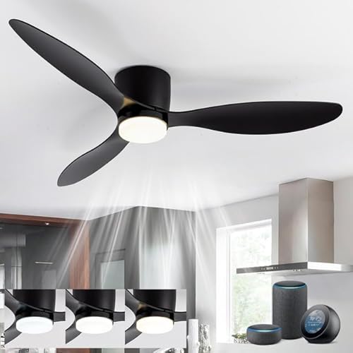 LJX 106cm Deckenventilator mit Beleuchtung und Fernbedienung Kompatibel mit Alexa Sprachsteuerung Dc Deckenlampe LED Ventilator Leise Dimmbar Timer für Wohnzimmer Schlafzimmer, Schwarz LJX 106cm Deckenventilator mit Beleuchtung und Fernbedienung Kompatibel mit Alexa Sprachsteuerung Dc Deckenlampe LED Ventilator Leise Dimmbar Timer für Wohnzimmer Schlafzimmer, Schwarz von LJX
