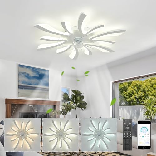 Moderne Deckenleuchte mit Ventilator DC 78cm Deckenventilator mit Licht Leise Timer Dimmbar Reversibel Led Deckenventilator mit Beleuchtung und Fernbedienung für Schlafzimmer Küche, Weiß von LJX