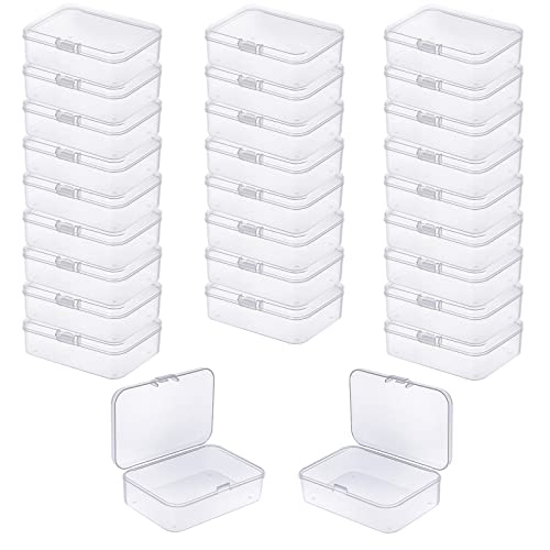 28 Stück rechteckige leere Mini-transparente Kunststoff-Organizer-Aufbewahrungsbox mit Scharnierdeckel (85 x 55 x 25 mm, transparent) von LJY