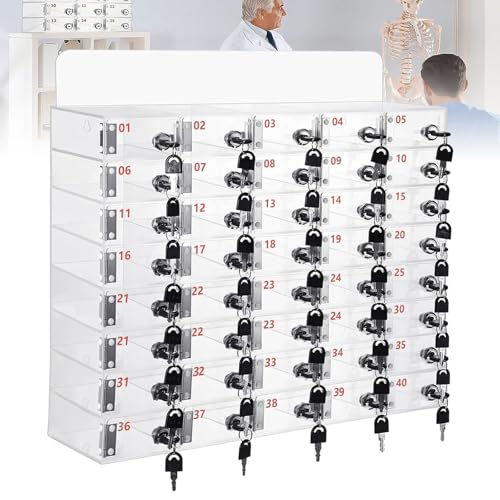 LJYKBFL Handy-Schließfach, durchsichtiger Handy-Aufbewahrungsschrank mit Türschlössern und Schlüsseln, wandmontierter Telefonspeicher für Schule, Büro (12/15/20/25/30/40 Steckplätze),40Slots von LJYKBFL