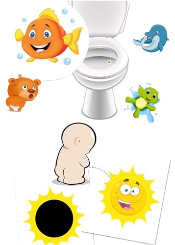 1 x Toiletten Zaubersticker Sonne + 4 x Toilettensticker Lieblingstiere/besser in die Toilette zielen und treffen von LK Trend & Style