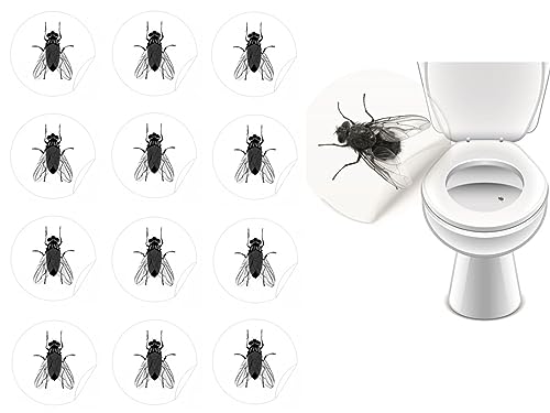 12 x WC Aufkleber Toilettensticker für Schule Gastronomie Ausstattung Kneipe Praxis Krankenhaus Pissior Urinal lustige Deko (Fliege 12x) von LK Trend & Style