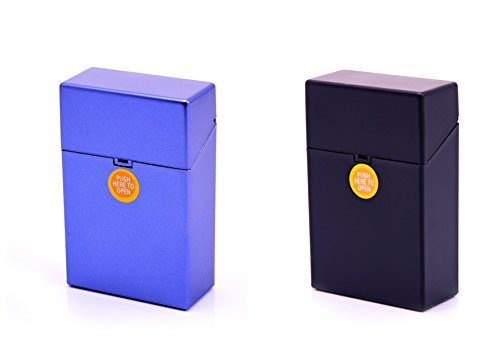 2 x Zigarettenbox Etuis Zigarettenetui Kunststoff in Schwarz + Blau für normale Zigaretten Größe L (20 Stück) von LK Trend & Style