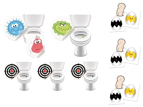 6 x Toilettensticker + 3 x farbwechselnden Pinkelaufkleber "Ei" - LK-Trend & Style (3 x Monster + 3 x Bullseye + 3 x Ei) von LK Trend & Style