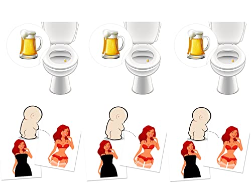 6 x WC Aufkleber Toilettensticker + Striptease Pin Up Girl Bad Ausstattung Kneipe Pissoir Urinal lustige Deko - LK-Trend & Style (3 x Striptease Girl + 3 x Bier) von LK Trend & Style