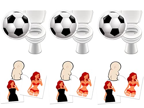 6 x WC Aufkleber Toilettensticker + Striptease Pin Up Girl Bad Ausstattung Kneipe Pissoir Urinal lustige Deko - LK-Trend & Style (3 x Striptease Girl + Fußball) von LK Trend & Style