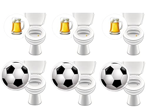 6 x WC Aufkleber Toilettensticker Bad Ausstattung Kneipe Pissoir Urinal lustige Deko - LK-Trend & Style (3 x Bier + 3 x Fußball) von LK Trend & Style