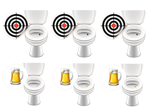 6 x WC Aufkleber Toilettensticker Bad Ausstattung Kneipe Pissoir Urinal lustige Deko - LK-Trend & Style (3 x Bullseye + 3 x Bier) von LK Trend & Style