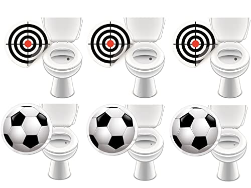 6 x WC Aufkleber Toilettensticker Bad Ausstattung Kneipe Pissoir Urinal lustige Deko - LK-Trend & Style (3 x Bullseye + 3 x Fußball) von LK Trend & Style