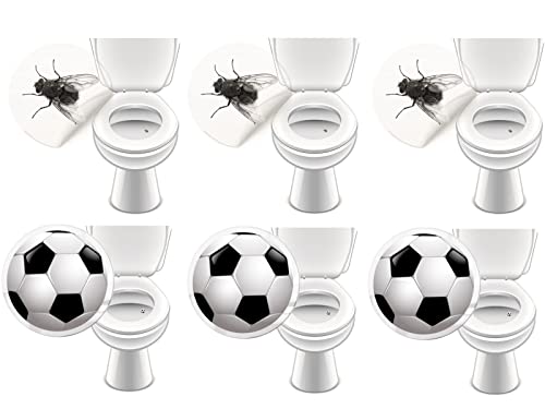 6 x WC Aufkleber Toilettensticker Bad Ausstattung Kneipe Pissoir Urinal lustige Deko - LK-Trend & Style (3 x Fliege + 3 x Fußball) von LK Trend & Style