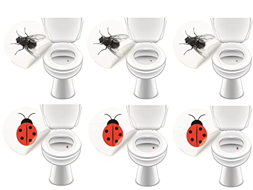 6 x WC Aufkleber Toilettensticker Bad Ausstattung Kneipe Pissoir Urinal lustige Deko - LK-Trend & Style (3 x Fliege + 3 x Marienkäfer) von LK Trend & Style