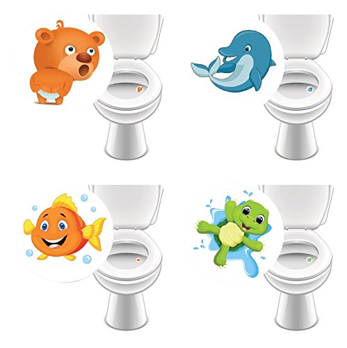 8 x Aufkleber LIEBLINGSTIERE für WC, Toilettensticker lustig Kinder Badausstattung damit Jungs besser zielen von LK Trend & Style
