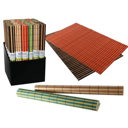 Bambus Tischset ca. 45 x 30 cm, 4 Farben Sortiert PLATZSET abwaschbar (4 x Rot) von LK Trend & Style