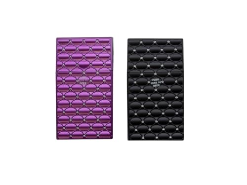Elegantes Zigarettenetui Set, 100mm Slim-Format, mit Strass-Design, Kunststoff, insgesamt in Schwarz/Violett/Blau/Rosa/Lila kombinierbar - immer 2 Stück (Lila + Schwarz) von LK Trend & Style