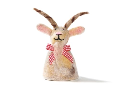 LK Trend & Style Dekorativer Eierwärmer, einfach über das Ei im Eierbecher Stulpen, Handgefertigt aus Filz, Frühstück Tischdeko (Ziege 12 cm) von LK Trend & Style
