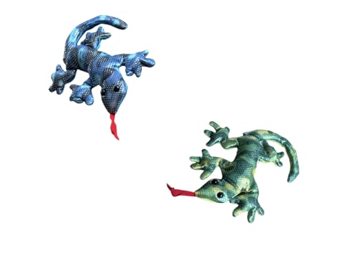 LK Trend & Style Dekorativer Handschmeichler Gecko, 15 cm, 2er-Set, Mehrfarbig Glitzernd, Sandtier Design (Grün + Blau) von LK Trend & Style