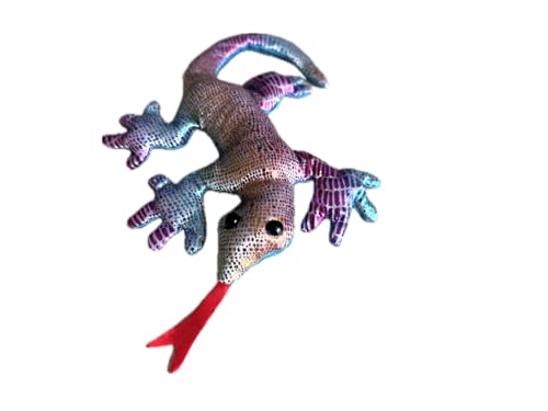 LK Trend & Style Sandtier Gecko Deko-Figur, 19 cm, Strukturierte Oberfläche mit Schimmer-Effekt, Handschmeichler für Schreibtisch (metallic hell Gecko) von LK Trend & Style