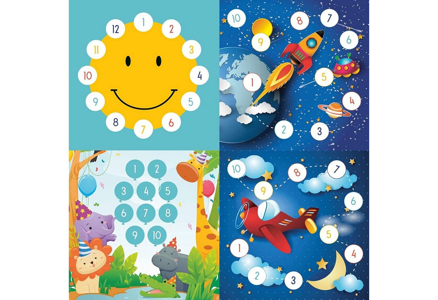 LK Trend & Style Sticker Belohnungsset Flugzeug + Sonne + Partytiere + Weltraum mit Aufklebern von LK Trend & Style