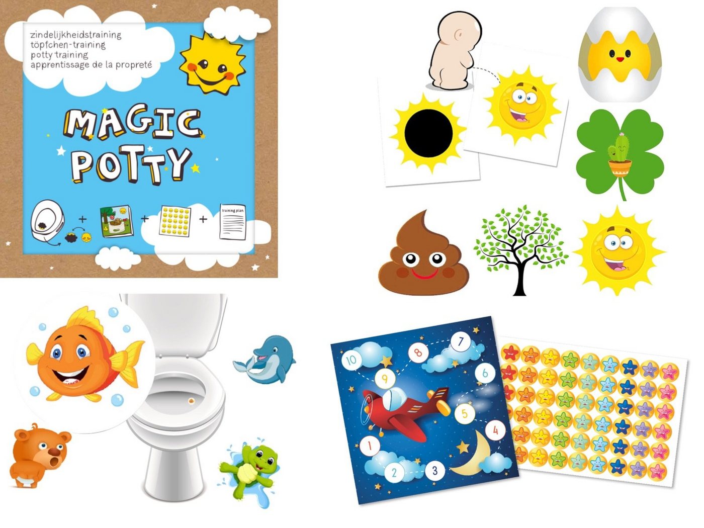 LK Trend & Style Sticker Magic Potty Mini-Kinderbuch + Belohnungssystem Auswahl, (Spar-Set), Mit Spaß auf dem Weg zum Töpfchen von LK Trend & Style